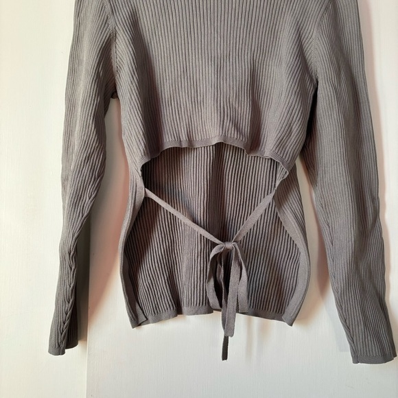 Aritzia Babaton Sculpt Knit Tie-Back Longsleeve in Grey - Picture 6 of 9